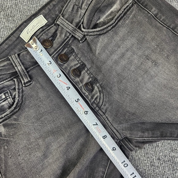 KanCan Mid Rise Ankle Skinny Jeans Women 26 Black Distressed Button Fly Mid Rise - Picture 4 of 7